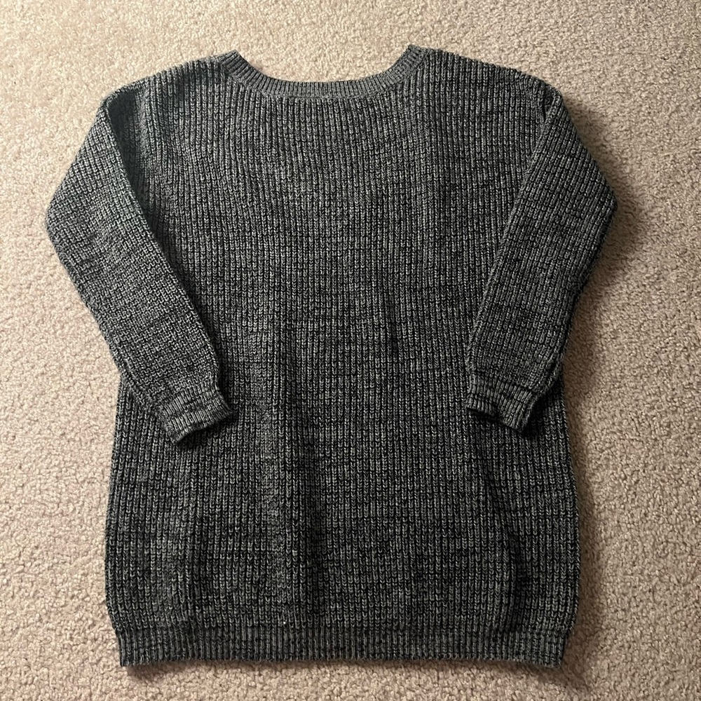 Windsor Marled Gray Knit Sweater Dress with V Back